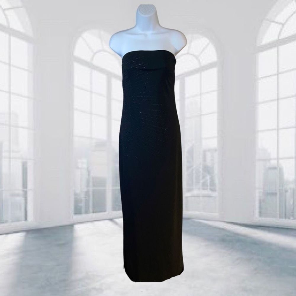 Express Black Dress Strapless Sequins Star Burst